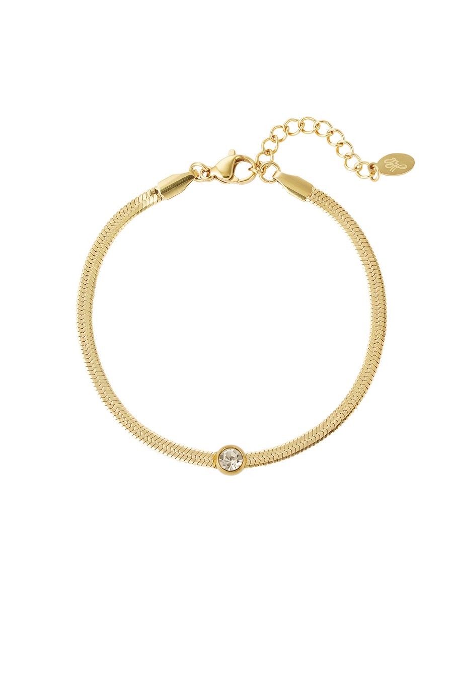 Schakel armband met Steen - Goudkleurig - 16 cm - Stainless Steel