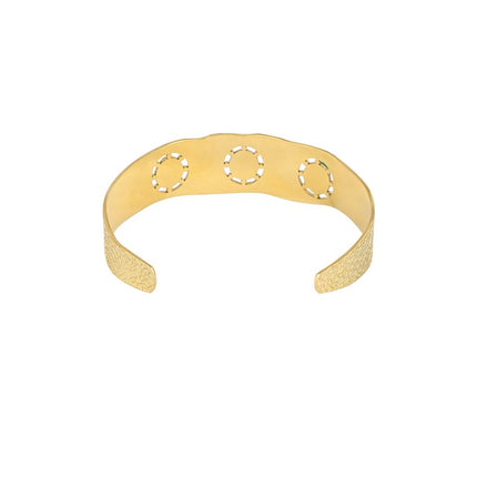 Bracelet Bohème - Acier Inoxydable Doré avec 3 Pierres (Vert, Rose, Orange) - 1,8 cm x 5 cm