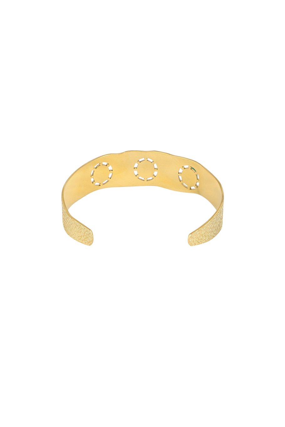 Bohemian Armband - Goudkleurig Stainless Steel met 3 Steentjes (Groen, Roze, Oranje) - 1, 8 cm x 5 cm