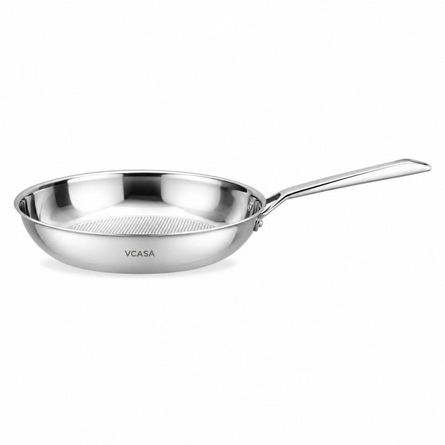 Vcasa rvs koekenpan 28 cm, 2,8 liter, tri-ply met honingraatstructuur, Velora