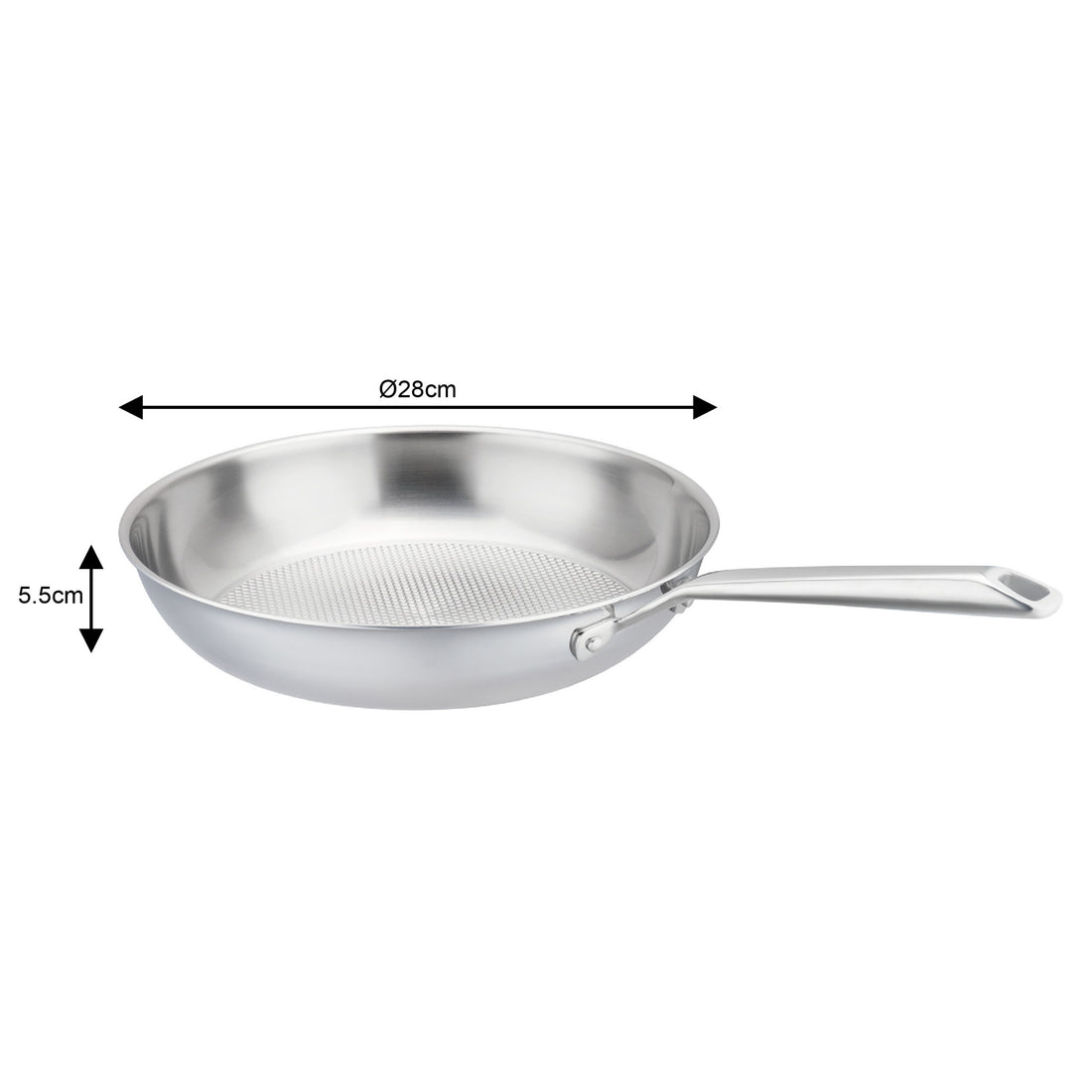 Vcasa rvs koekenpan 28 cm, 2,8 liter, tri-ply met honingraatstructuur, Velora