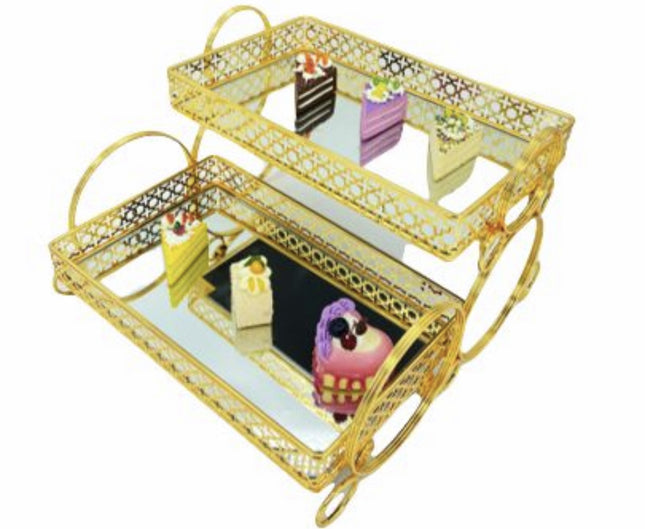 Étagère miroir plateau 2 niveaux