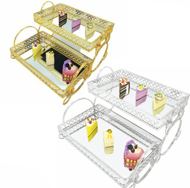 Étagère miroir plateau 2 niveaux