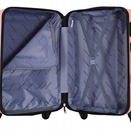 Set de 3 valises rigides – ABS – Rose clair – Roues pivotantes à 360° – Tailles S/M/L
