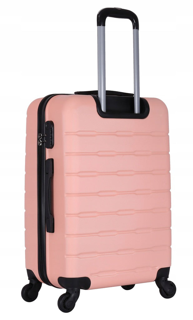 3-teiliges Koffersystem Hellrosa – Harte ABS-Trolleys mit 360°-Rollen und Zahlenschloss – Reisekoffer S / M / L