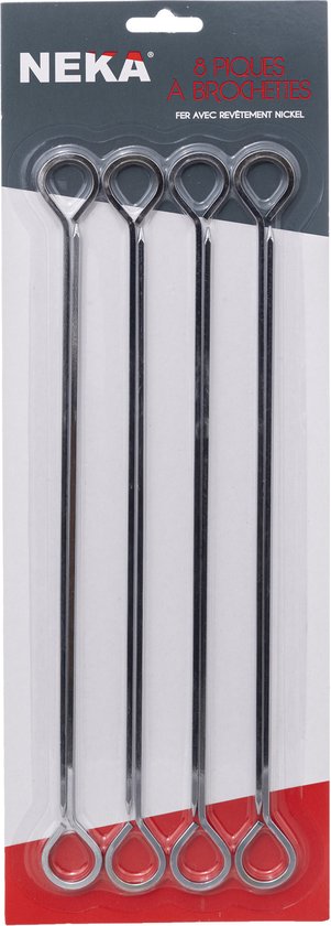 5Five BBQ/barbecue skewers - metal - 8 pieces - 27.5 cm - Skewers for meat/fish