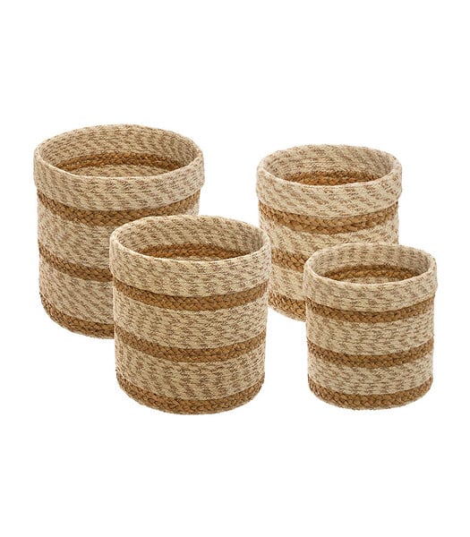 Panier en jute herbe de mer blanc x 4