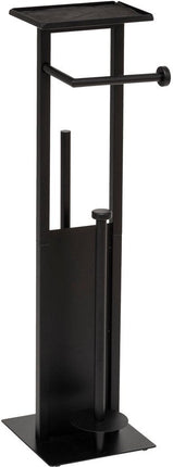 5Five Toiletpapierhouder met reservehouder en Wc-borstel - 28x18x62 - Zwart