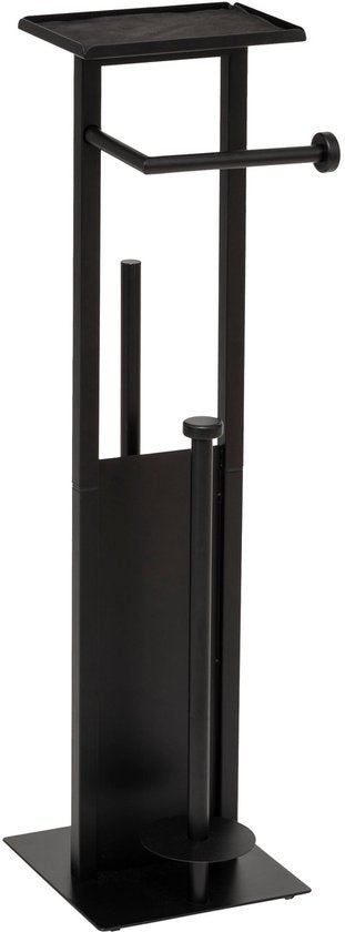 5Five Toilet roll holder with spare holder and toilet brush - 28x18x62 - Black