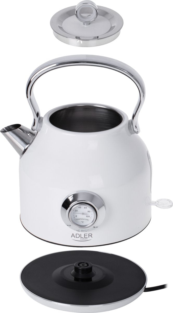 Waterkoker met thermometer - Wit - 1.7 liter - metaal