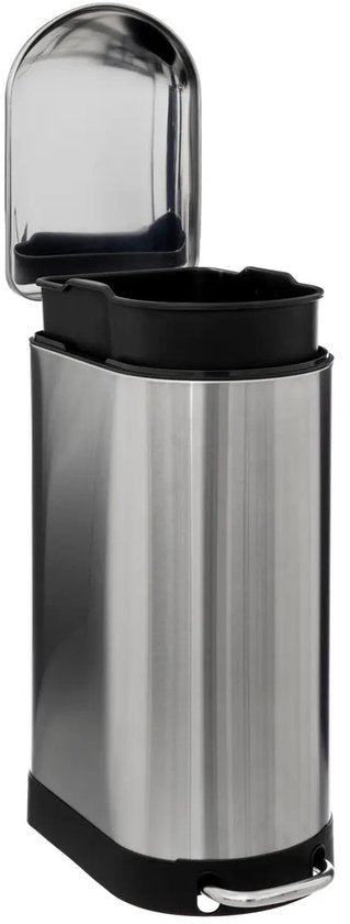 5Five Ariane Trash Can/Pedal Bin - silver - stainless steel - 30 liters - 42 x 25 x 62 cm - kitchen