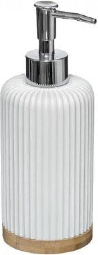 5Five Distributeur/distributeur de savon - pierre artificielle - blanc - 270 ml - rechargeable - toilette/salle de bain/toilette