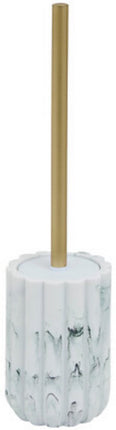 Marby Set Brosse WC Blanc - Effet Marbre - Résine - Diamètre 10,5 cm x Hauteur 42,3 cm - Brosse WC avec support