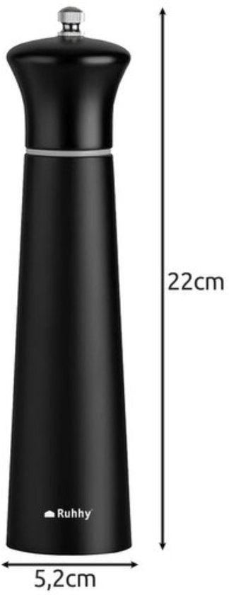 Ruhhy zout- en pepermolen set van acaciahout – keramisch maalwerk, 22 cm – foto 8