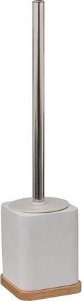 5Five brosse de toilette/brosse WC avec support - blanc - 36 x 9 cm - bambou/pierre artificielle - salle de bain