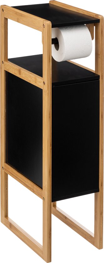 Natureo Toilet Roll Holder with Spare Roll Holder 33 x 20 x 80 cm - Black / Brown