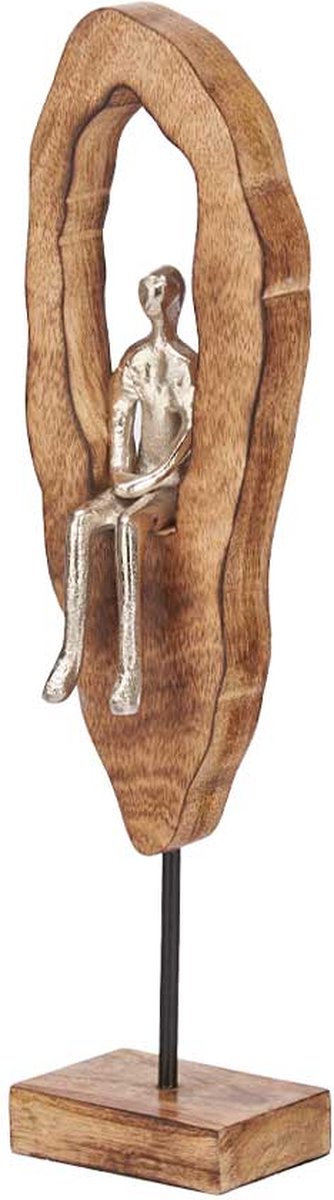 Dekorative sitzende Figur 41,5 cm hoch - Inklusive Versandkosten - Dekoration - Figur - Skulptur - Ornament - Mensch - Person - Holz - Gold - Metall - Ständer - Fuß - Interieur - Geschenk - Geburtstag - Mann - Frau