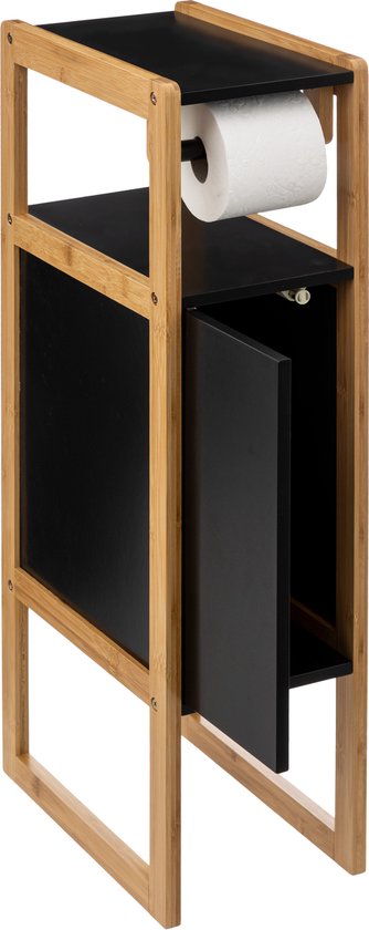 Natureo Toilet Roll Holder with Spare Roll Holder 33 x 20 x 80 cm - Black / Brown