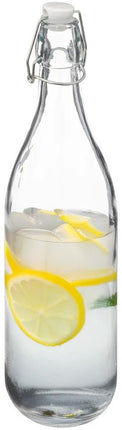 5Five Bouteille/bocaux à étrier - verre - transparent - hermétique - 1 litre - bouteille d'eau - limonade