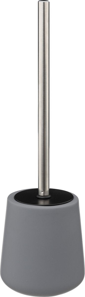 5Five WC- / toiletborstel met houder - zandsteen - grijs - rond - 39 cm