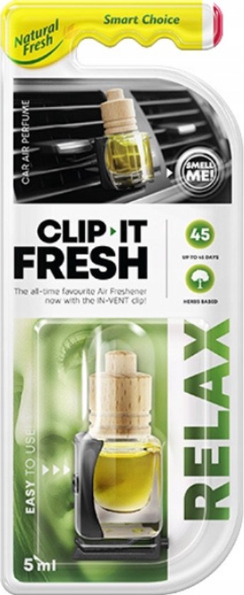 Elix - Clip-It Fresh Auto Luchtverfrisser - Clip Vent - Air Freshener Ventilatierooster - Geur Clip met Essentiële Oliën - Langdurige Geur tot 45 Dagen - 5ml - Relax