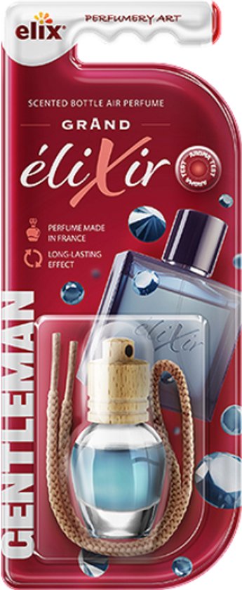 Elix - Car Air Freshener - Car Perfume - Wooden Scent Hanging Diffuser - Car Interior Fragrance - Luxury Air Freshener Bottle - Long-lasting Effect - Air Freshener for Car & Home - 8 ml - Gentleman