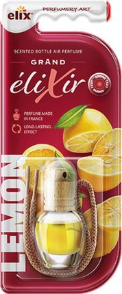Elix - Auto Luchtverfrisser - Autoparfum - Houten Geurhanger - Interieur Parfum Auto - Luxe Air Freshener Flesje - Langdurig Effect - Geurhanger Auto & Huis - 8ml - Lemon