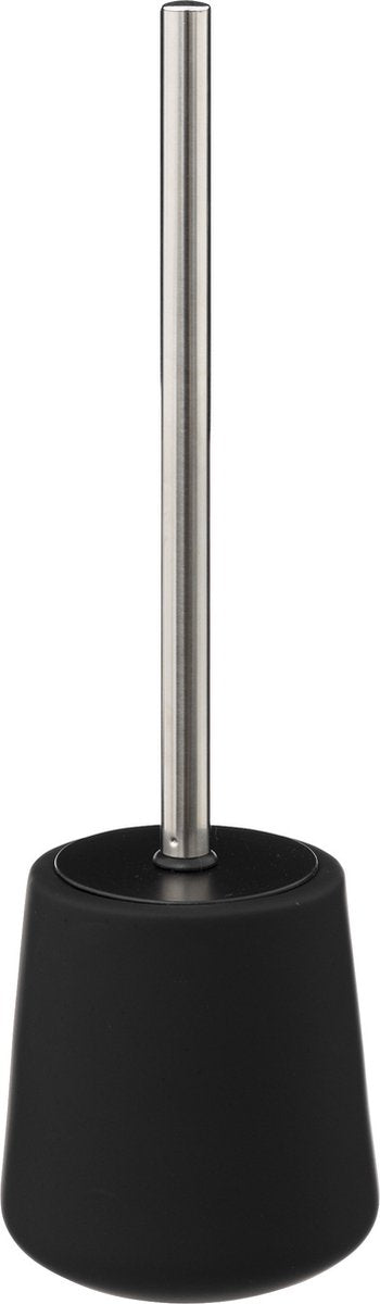 5Five Brosse WC/toilettes avec support - grès - noir - ronde - 39 cm