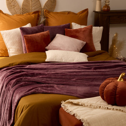 Atmosphera Plaid couverture polaire en flanelle unie - 180x230 cm - Violet