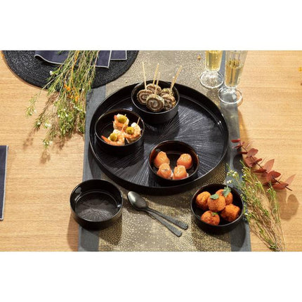 Set de tapas Astra - Plat de service en verre 6 pièces - 34x5 cm - Noir