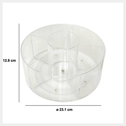 5Five Organiseur Rotatif - Organiseur de maquillage - Ø23xH13cm - Transparent