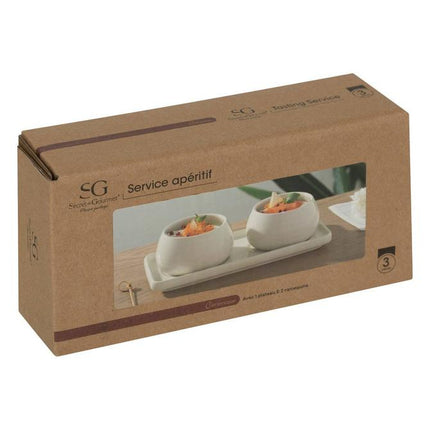 Secret de Gourmet Nora Service apéritif - 3 pièces - Blanc