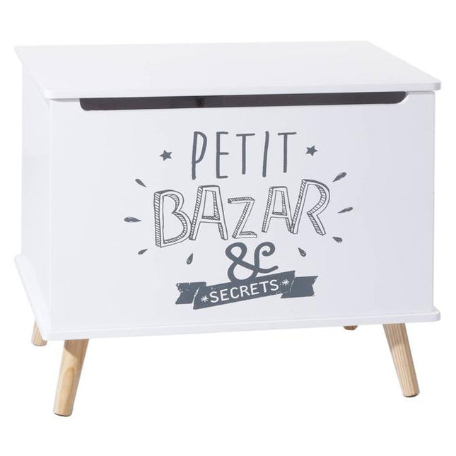 Opbergkist van hout voor kinderen - praktisch en decoratief - kleur grijs en wit
