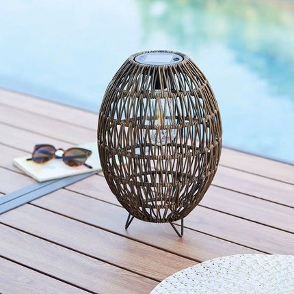 Éclairage extérieur solaire - Lampe de table solaire - lampe solaire - hauteur 32 cm - beige/marron