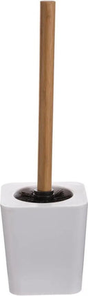 5five Brosse de toilette avec support - blanc - plastique et bambou - 38 cm - brosse WC