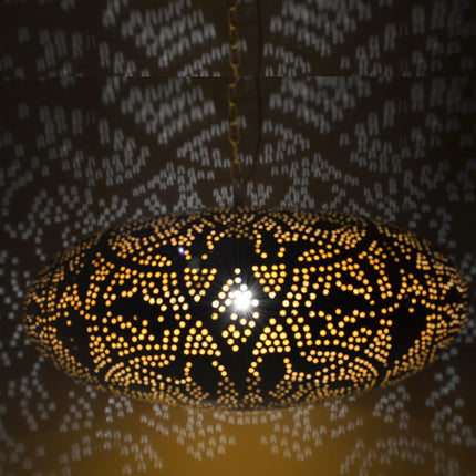 Suspension en filigrane orientale OVNI blanc-doré