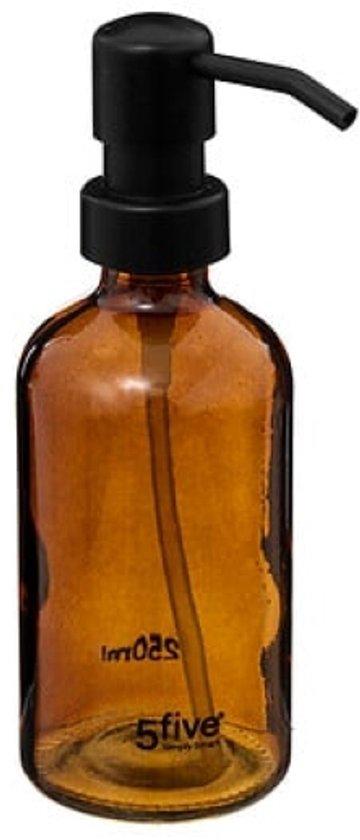 Glass Soap Dispenser - Set of 2 - Luxury Hand Soap Holder in Display Box - Bathroom & Kitchen Accessory - 250 ml - Brown