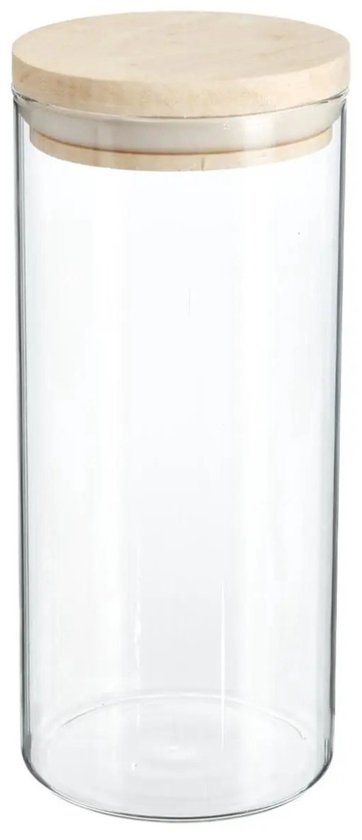 Secret de Gourmet - Kitchen storage jars - canisters - glass/wood - set of 6 pcs - food - 600 ml - 1000 ml - 1300 ml