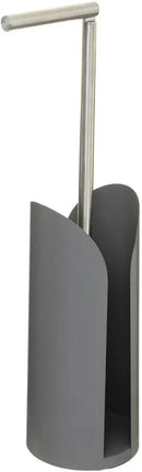 Porte-rouleau de papier toilette sur pied gris avec réservoir et tige flexible 59 cm en métal - Support de rouleau de papier toilette - Support de papier toilette
