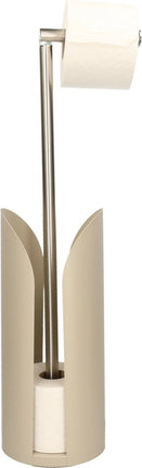 Support de rouleau de papier toilette/WC autoportant taupe avec réservoir et tige flexible 59 cm en métal - Support de rouleau de papier toilette - Support de papier toilette