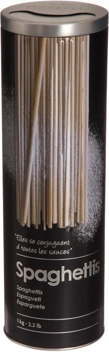 Five Spaghetti Tins - black - metal - embossed - Luxury storage jar/storage canister