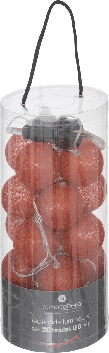 Atmosphera String Light - 20 illuminated balls/spheres 6 cm - terracotta - 435 cm - plug-in