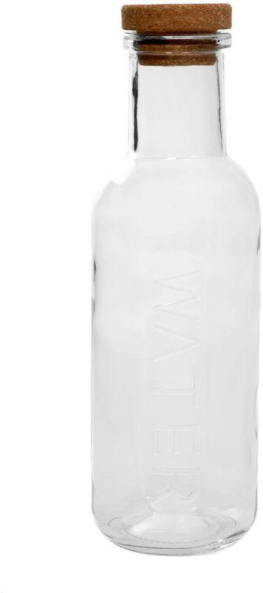 Homla Maeve glazen karaf met kurken stopper – 1 liter, transparant