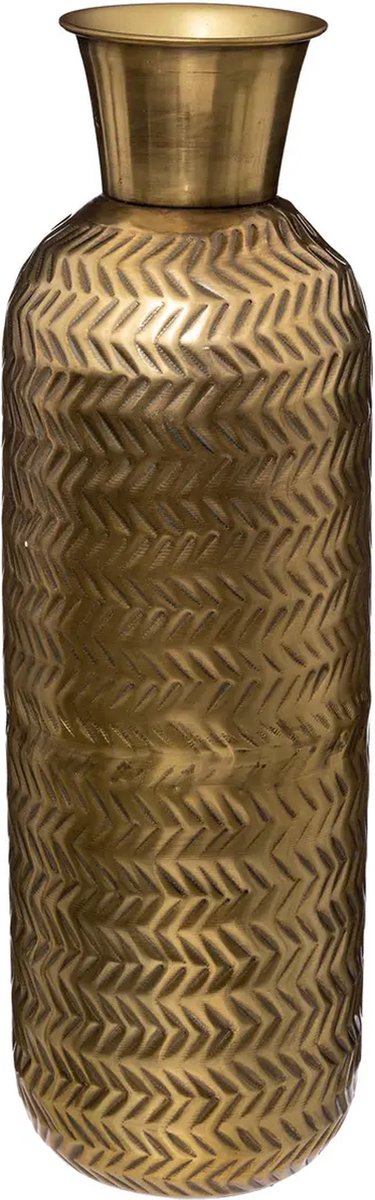 Atmosphera Antique Dorado Flower Vase - gold - worked metal - 15 x 45 cm - bottle neck model - Designer vase