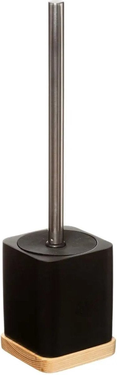 5Five brosse de toilette/WC dans support - noir - 36 x 9 cm - bambou/pierre artificielle - salle de bain