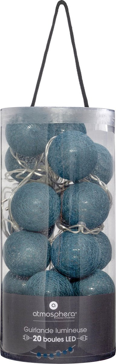 Atmosphera String Lights - 20 illuminated spheres/balls 6 cm - blue - 435 cm - with plug