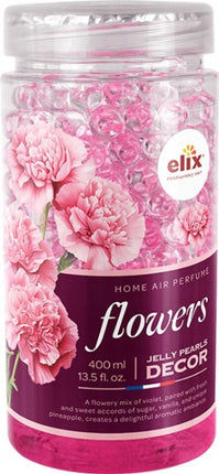 Elix - Jelly Pearls Geurparels - Luchtverfrisser - Gel Air Freshener - voor Interieur & Auto - Geurkorrels met Essentiële Oliën - Langdurige - 400ml - Flowers