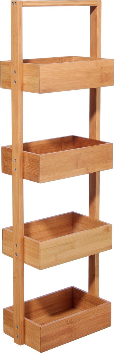 5Five Duschregal/Badezimmerregal – Bambus – 4 Etagen – 25 x 16 x 88 cm