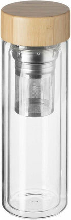 Secret de Gourmet Bouteille à thé - double paroi - verre/bambou - 40 cl - bouteille infuseur/théière