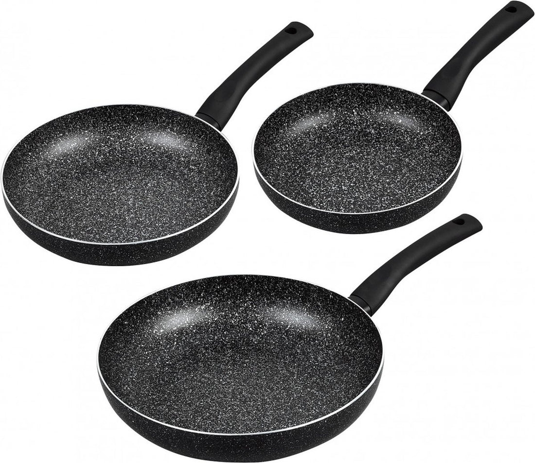 Kinghoff 1562 - 3 delige pannenset - zwart marmer - Ø20 / 24 / 28 cm